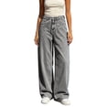 thumbnail image 5 of Womens Pants Zeliretfy Women's High Waisted Wide Leg Stretchy Jeans Soft Comfy Denim Pants, Seamed Front, Full Length, Relxed Fit Trendy Jeans with Pockets, Casual Daily Wear, 5 of 7