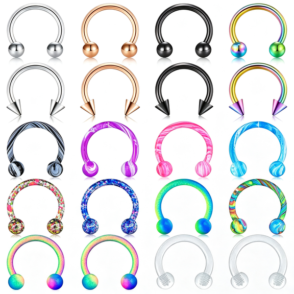 DESIGNICE 16G Horseshoe Nose Septum Rings 316L Stainless Steel Piercing Jewelry Cartilage Helix Tragus Earring Hoop Lip Horseshoe Piercing Retainer for Women Men 6Mm 8Mm 10Mm