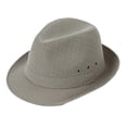 thumbnail image 2 of Naierhg Hemming Wide Brim Breathable Holes Folding Jazz Hat Mid-aged Men Outdoor Sun Hat Fashion Accessories Light Grey, 2 of 8