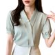 thumbnail image 3 of Tops de otoño para mujer,Suéter de cuello en V para mujer, jersey informal de manga larga, tejido de poliéster suave, versátil para uso diario, sopatenor, 3 of 8