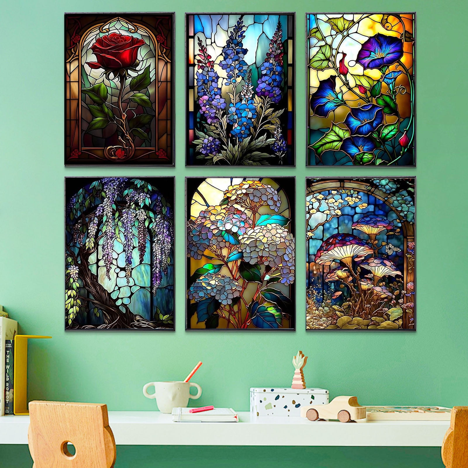 JYLMOOD 6pcs Paint by Numbers for Adults Kits, DIY Easy Painting by Numbers for Gift Home Wall Decoration 25x35cm Frameless