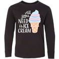 thumbnail image 3 of Inktastic All You Need is Ice Cream with Ice Cream Cone Long Sleeve Youth T-Shirt, 3 of 5