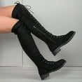 thumbnail image 5 of Tawop Boots for Women Knee High Low Heel Lace Up Side Zip Round Toe Fall Black Boots, 5 of 8