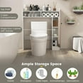 thumbnail image 5 of BECOMFORT Over The Toilet Storage Cabinet, Wooden Bathroom Space Saver Over The Toilet w/2 Adjustable Shelves & Anti-Toppling Device, Freestanding Toilet Rack for Bathroom, Laundry (White), 5 of 9