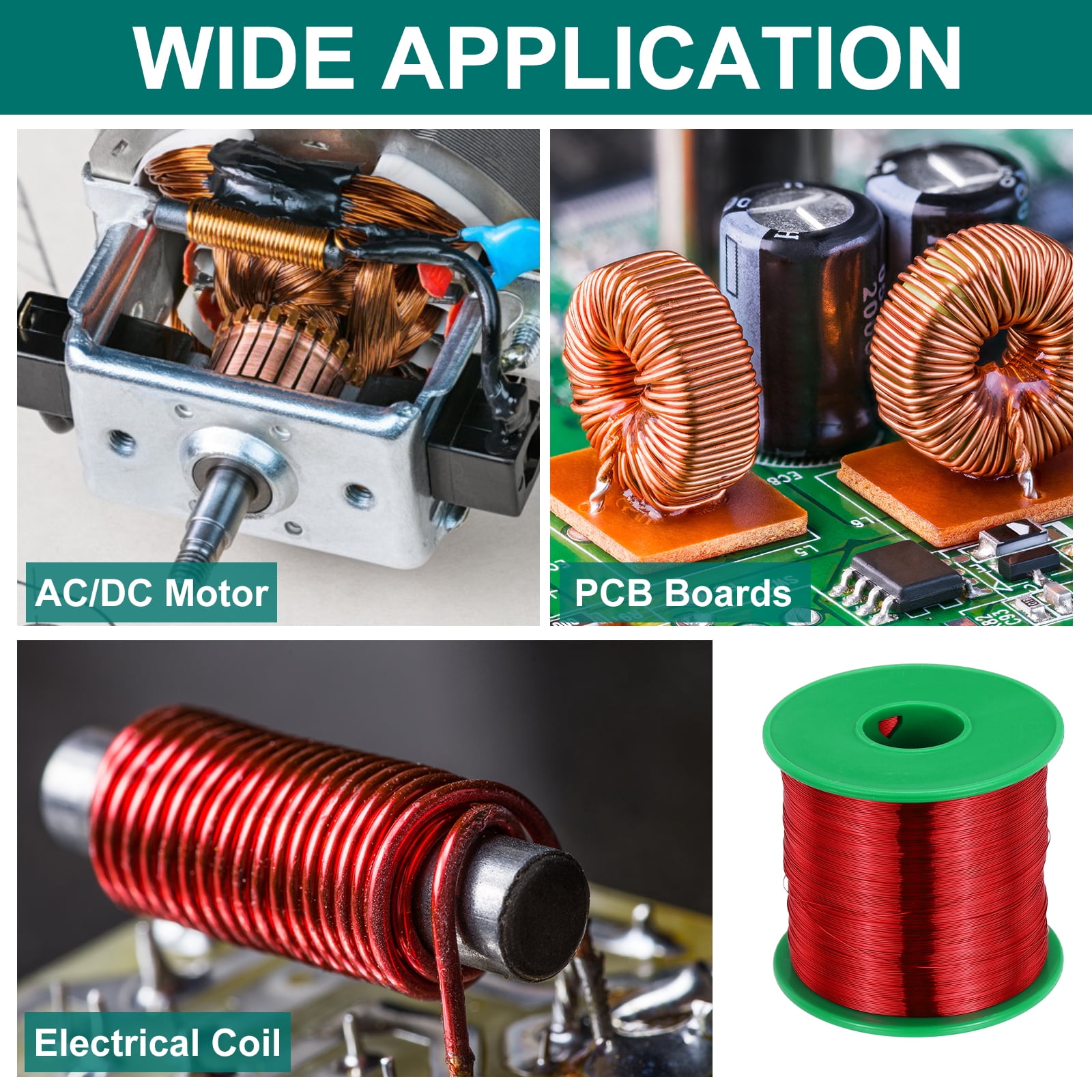 Uxcell 30 AWG Magnet Wire, 30 Gauge Enameled Copper Wire, 1 lb Magnetic Coil Wire for Transformer, Motor, Electric, 155C(311F)