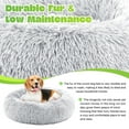 thumbnail image 3 of MCQ Round Dog Bed, Anti-Slip Fuzzy Pet Bed, Washable Cat Sofa Mat, Grey, 24 Inch, 3 of 6