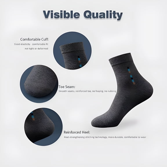 TELOLY 5 Pair 100% Cotton Men's Socks,Moisture-Wicking,Suitable for All Seasons,Striped Pattern in A Variety of Colors for Business Casual Wear