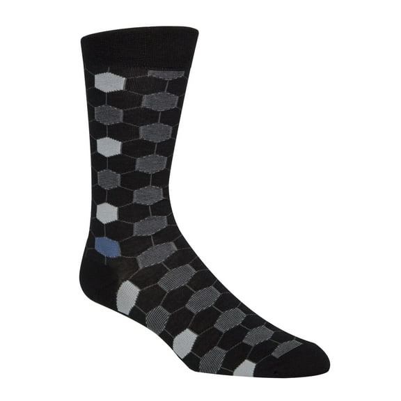 COLE HAAN Black Geometric Dress Crew Socks 7-12