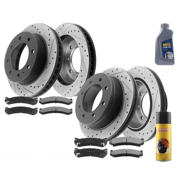 MotorbyMotor Front Rear Brake Kit Rotors and Ceramic Pads Replacement for 2007-2012 Nissan Altima Limited Slotted Disc Brake Rotor & Brake Pad 31464, 31312