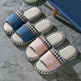 thumbnail image 3 of Pantuflas de lino sencillas antideslizantes para parejas, para el hogar, con fondo grueso, silenciosas, para hombres y mujeres, para interiores, frescas, para las cuatro estaciones, de algodón y, 3 of 6