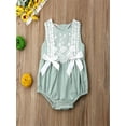 thumbnail image 2 of Gureui Newborn Baby Girl Sleeveless Jumpsuit Delicate Lace Flowers Bow Snap Closure Bodysuit Outfits, 2 of 7