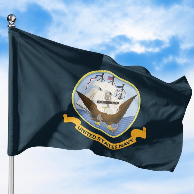 Drapeau Extérieur US Navy (4x6ft) par DreamController - Polyester Durable et Résistant à la Décoloration, Double Piqûre, Oeillets en Laiton - Drapeau des Branches Militaires des É.-U. Imprimé HD - Fabriqué aux É.-U.
