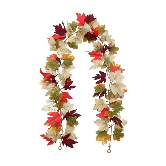LAMIRO Fall Garland,Artificial Maple Leaf Autumn Garland Hanging Fall Vines Table Decorations Front Door Fall Decor Thanksgiving Decorations Decor Outside Indoor Decor