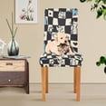 thumbnail image 4 of Yayeee 4 Pack Dining Chair Covers Stretch Parson Chairs Slipcovers Seat Protector, Blue and White Cat, 4 of 6