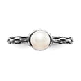 thumbnail image 4 of 925 Sterling Silver Stack Exp. Polished Patterned White FW Cultured Pearl Ring Size: 7; for Adults and Teens; for Women and Men, 4 of 5