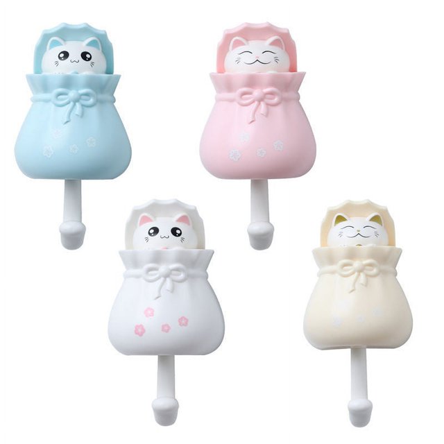 Ganchos creativos para abrigos, 4 piezas, lindo gancho para llaves de gato para decoración de pared, soporte para llaves de gato para toalla, mochila, sombrero