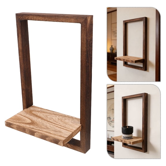 BESTYASH Brown Wooden Floating Wall Shelf for Indoor Plants, Home Decor, Hanging Storage and Display