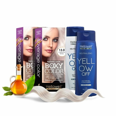 Professional Coloring kit - Permanent color cream hair dye. 13.0 California White   Violet -Purple Shampoo and Conditioner Kit Toner for Blonde Hair Neutralizes yellow and orange tones.