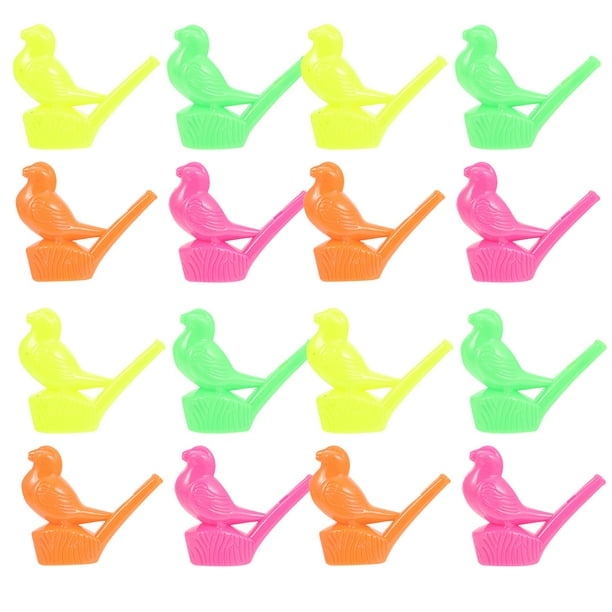 BRIGHTFUFU 24 piezas niños silbatos de pájaros plásticos silbatos juguetes de instrumentos pequeños juguetes musicales para niños silbatos