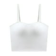 thumbnail image 2 of Njoeus Womens Tops Womens Tops Dressy Casual Crop Camisole Top for Women with Shelf Bra Basic Solid Sports Crop Cami Cotton Spaghetti Strap Cropped Tank Tops for Women Teen Girls Womens White Tank Top, 2 of 4