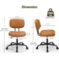 thumbnail image 3 of Armless Office Chair, Swivel Rolling PU Leather Vanity Chair with Back Lumbar Support Height Adjustable Computer Chair, Small Desk Chair for Home Office (Brown), 3 of 14
