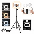 thumbnail image 1 of Aro de luz LED rectangular con Trípode 2.1 m | Luz ajustable | Batería recargable, 1 of 7