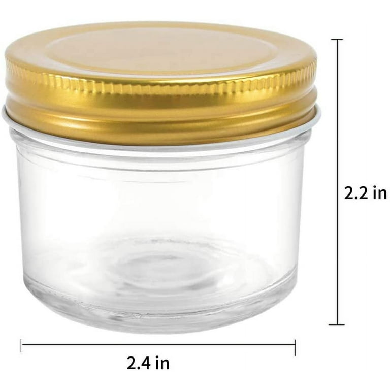 Clear Glass Jars With Lids(Golden),Small Spice Jars For Herb,Jelly,Jams,Wide  Mouth Manson Jars Canning Jars For Kitchen Storage