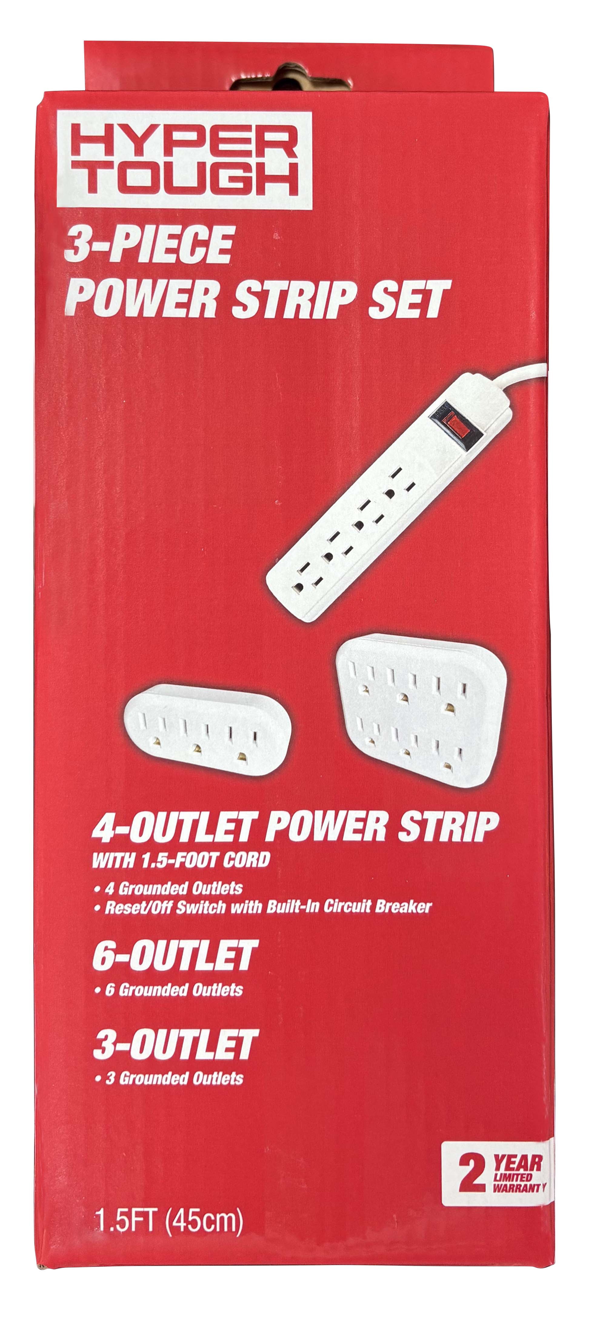 HT Electrical Outlets Power Strip Set – 3 Piece White