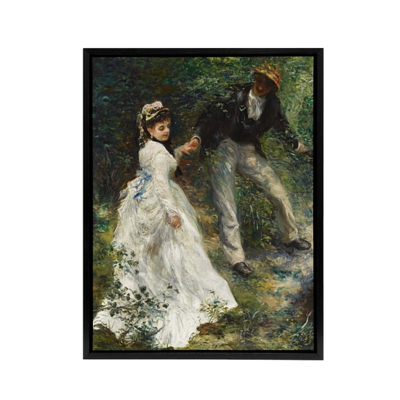 The Promenade Couple Renoir Vintage Black Framed Canvas Wall Art 12X16"