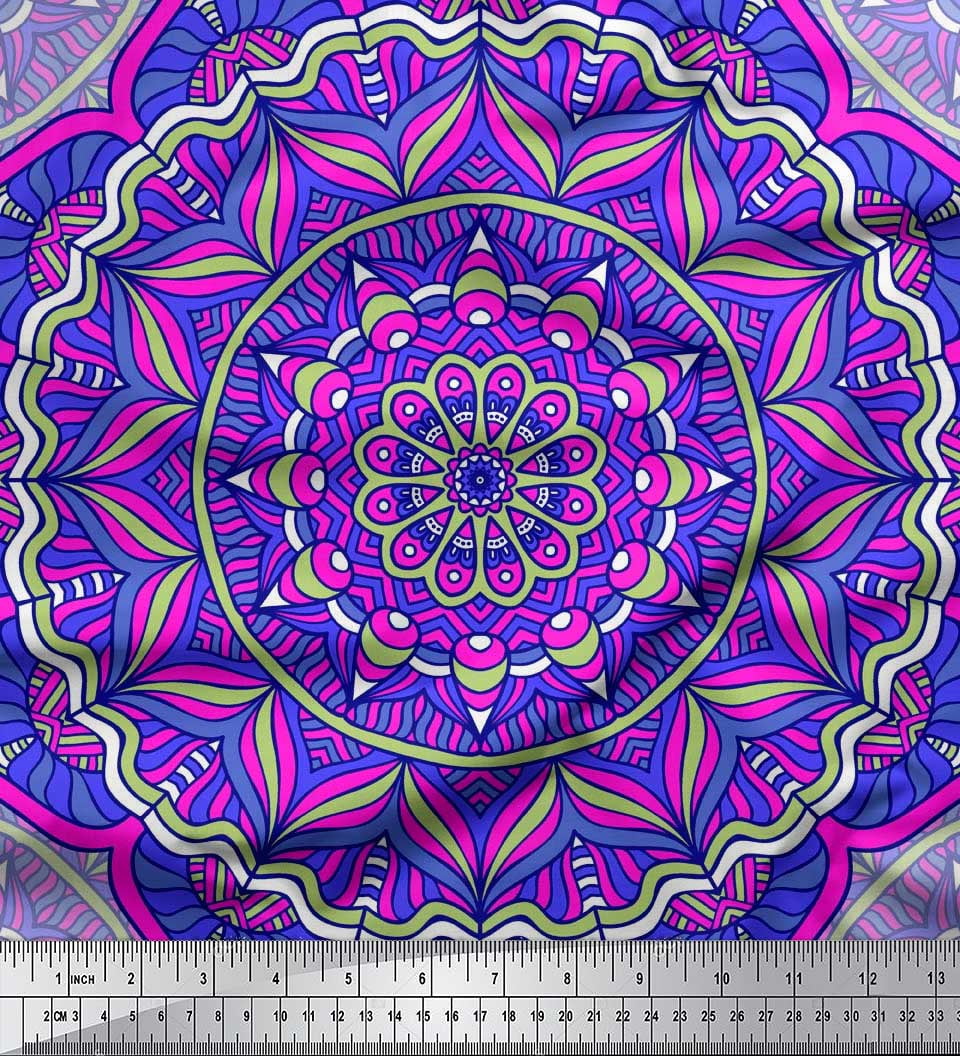 Soimoi Cotton Canvas Fabric - Stripe & Mandala Kaleidoscope Print 42 Inch Wide Sewing Material