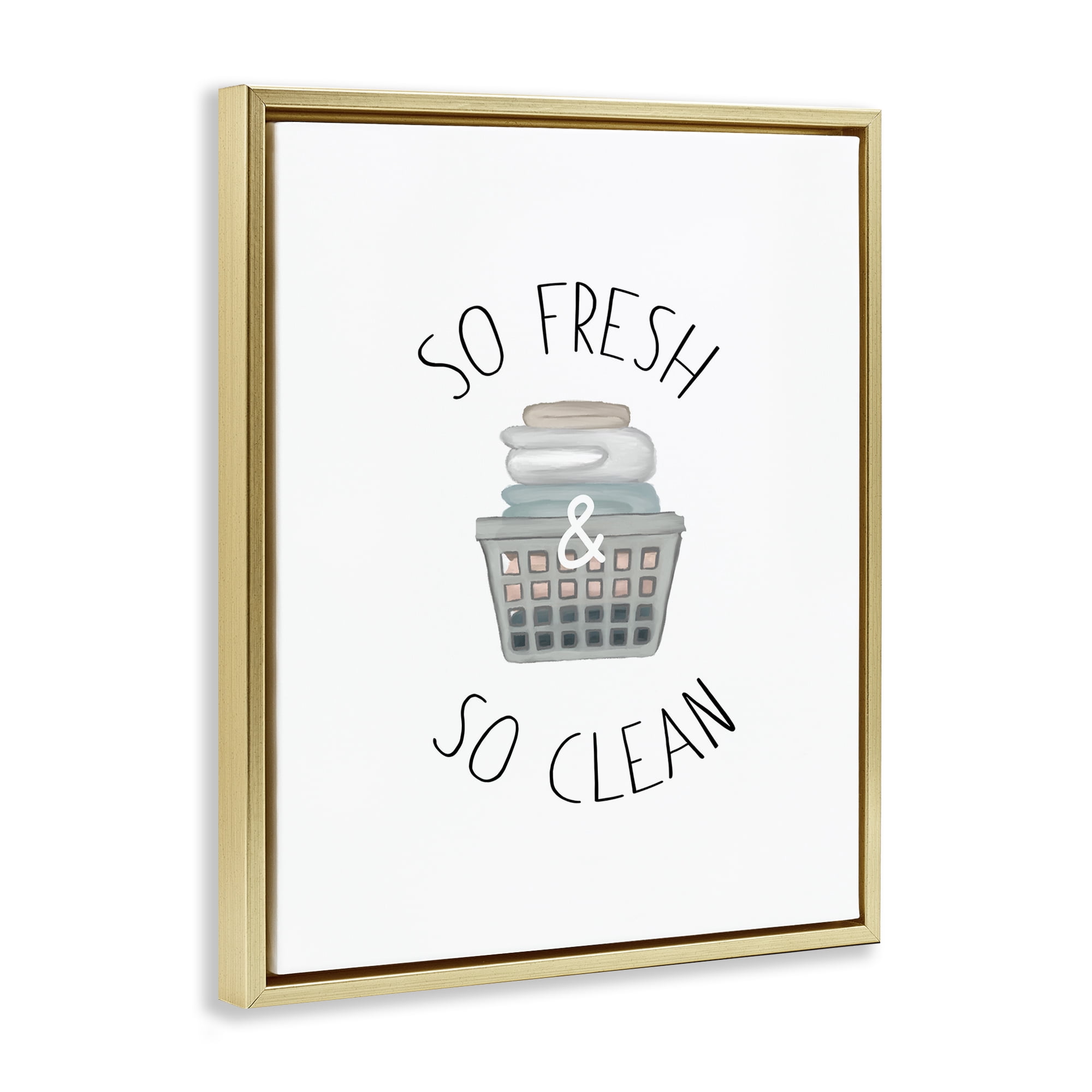 Stupell Industries So Fresh Laundry Basket Gold Framed Floater Canvas Wall Art, design by Elizabeth Medley