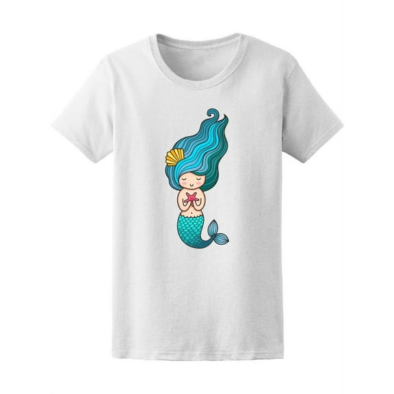 Mermaid With Seashell & Starfish T-Shirt Women -Image by Shutterstock, Female Small