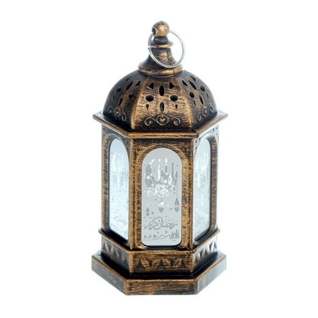 

Retro Eid al-tr Wind Lantern Creative Decorative Candle Light for Indoor 2pcs Bronze Gold