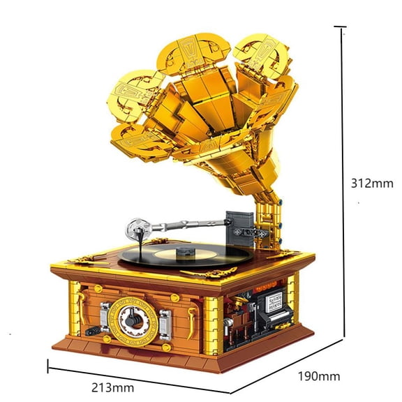 Honchoes Retro Vinyl Record Player Building Set Compatible with Lego Home Office Decor for Adults 1112 Pcs