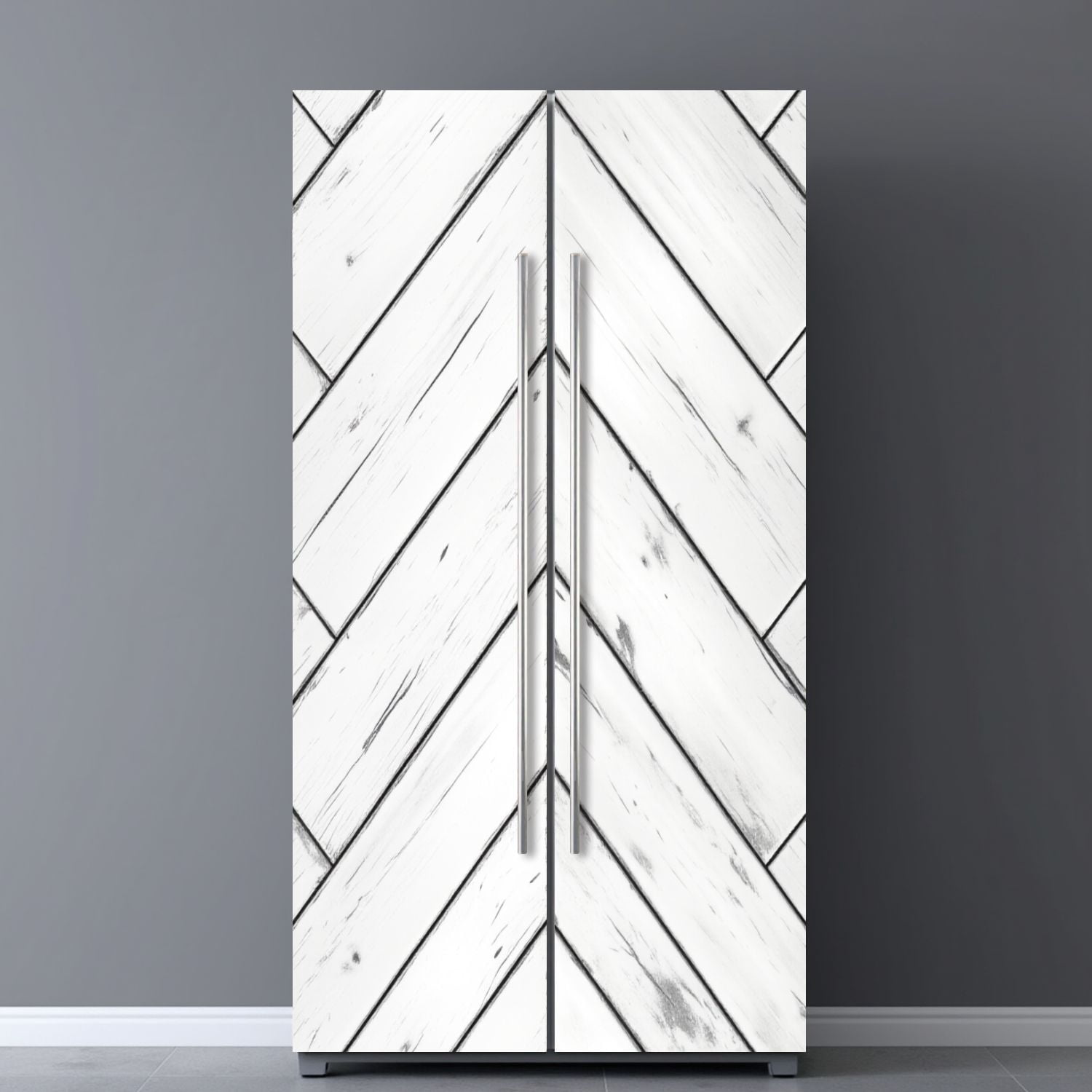 Self Adhesive Vinyl Refrigerator Wrap Set White Wood Rustic Door Mural Removable Fridge Sticker Peel and Stick&nbsp;Full Door Cover Decal Kitchen Bar Decor