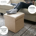thumbnail image 4 of Simplify Faux Linen Folding Storage Ottoman Cube in Natural, 4 of 9