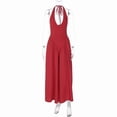 thumbnail image 3 of Women'S Summer Halter Dress Low Cut Sleeveless A Line Tulle Swing Corset Prom Formal Ball Gowns Red S, 3 of 9