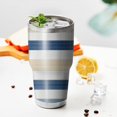 thumbnail image 3 of 30oz Blue Tan and White Tumblers Stainless Steel Tumbler with Lid and Straw,Vacuum Insulated Double Wall Travel Tumbler Cups Mug with Cleaning Brush for Coffee,Tea, 3 of 7