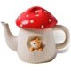 thumbnail image 1 of Cute Mushroom Teapot, Handmade Glaze Polka Dot Lid, Safety Matt Ceramic, 1 of 4