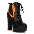 thumbnail image 1 of Women Neon Pop Lace-Up Lug Sole Elastic Side Platform Booties 19567, 1 of 6