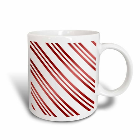 Christmas Candy Cane Mug - 3dRose Christmas Candy Cane Stripe Red and White, Ceramic Mug, 11-ounce