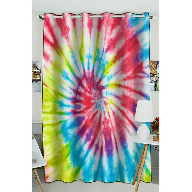 Phfzk Popular Rainbow Tie Dye Window Curtain Blackout Curtain For Bedroom Living Room Kitchen