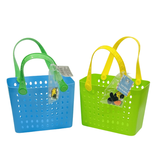 2PCS Easter Mini Bogg Style Tote Baskets with Charms – Blue & Green