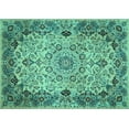 thumbnail image 1 of Ahgly Company Indoor Rectangle Medallion Turquoise Blue Traditional Area Rugs, 2' x 5', 1 of 4