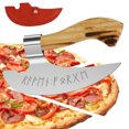 thumbnail image 2 of Cortador de pizza Hacha de corte de pizza de acero inoxidable con cubierta protectora Hacha de pizza duradera con mango de madera Hacha cortadora de pizza a prueba de óxido Rebanadora de pizza multifu, 2 of 11