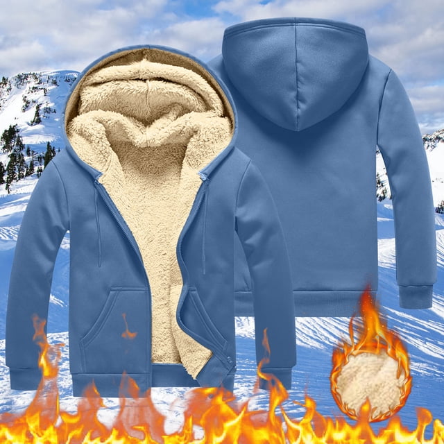 MHFRRA Chaqueta de Invierno para Hombre, Informal, Lisa, con Capucha, Manga Larga, Cremallera, Bolsillo, Abrigo Cálido de Invierno Azul