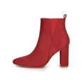 thumbnail image 6 of BLISSFUL STEP Women's Zipper Block Heels Ankle Boots Red 9, 6 of 8