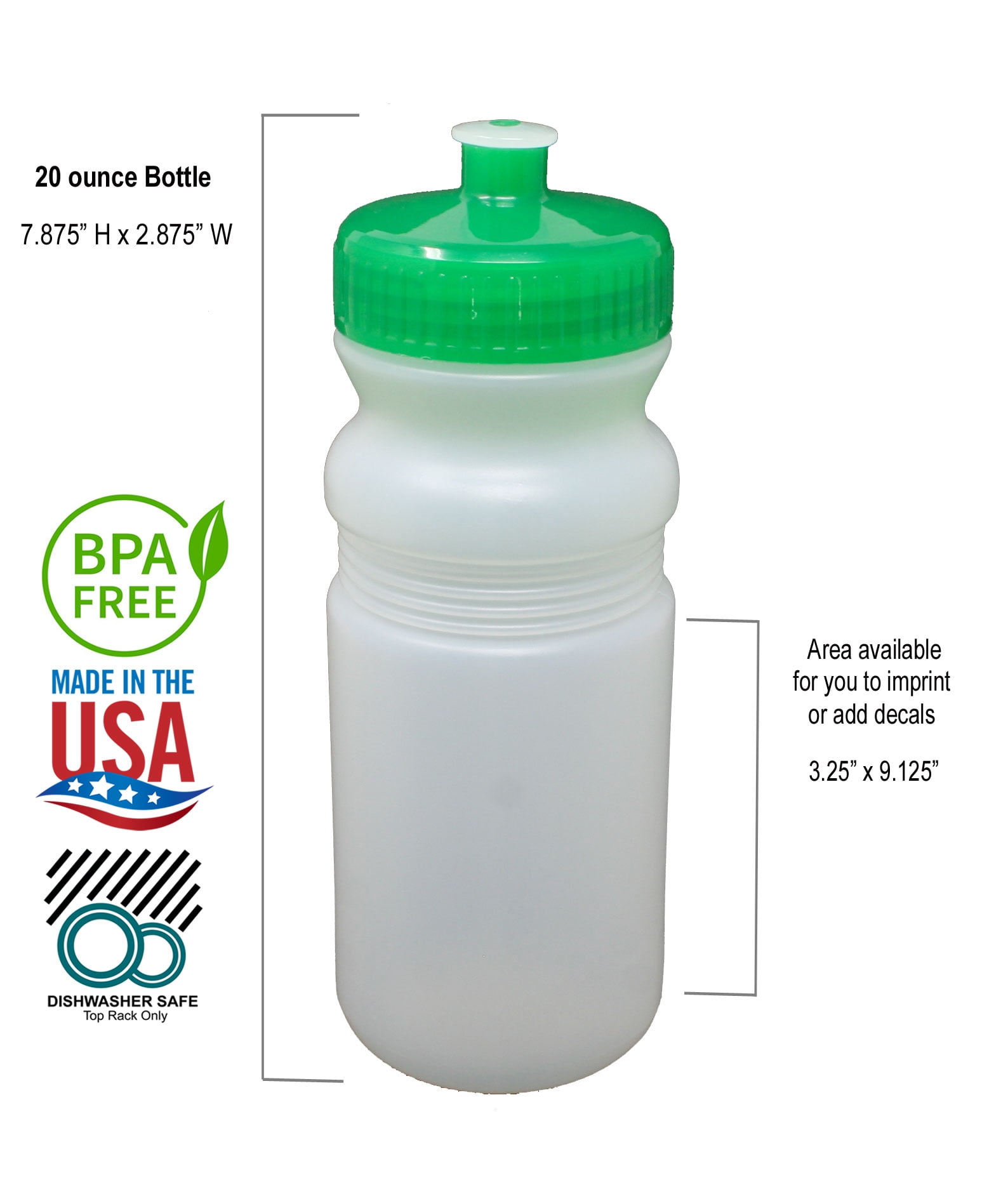 Rolling Sands 20 oz Sports Water Bottles 24 Pack, USA Made, BPA-Free, Dishwasher Safe
