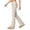 Beige, variant on REDARER Women's Striped High Waist Flare Pants Fold Over Waistband Casual Stretchy Yoga Loungewear,M