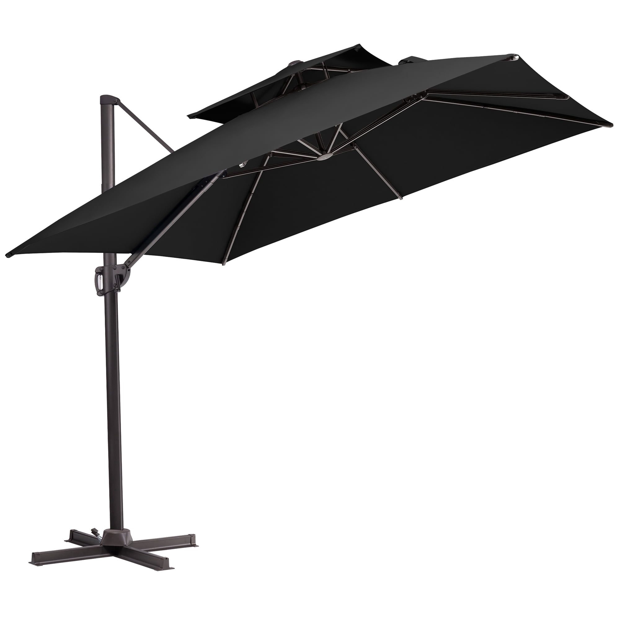 Pellebant 10 ft. x 10 ft. Square Double Top Patio Cantilever Umbrella, Black